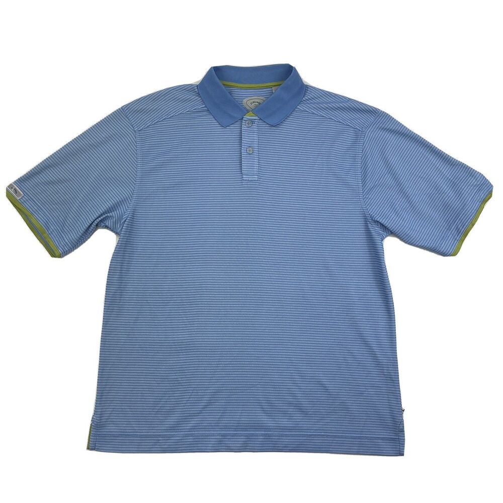 Callaway X Series Mens Blue & White Striped Short Sleeve Golf Polo Shirt Large